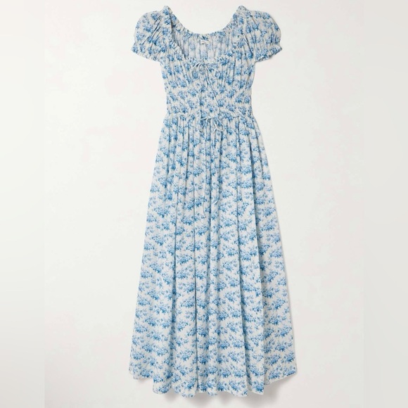 Doen Dresses & Skirts - Doen Ashlynn Tie-detailed Shirred Floral dress, size S. US 2, new never worn.